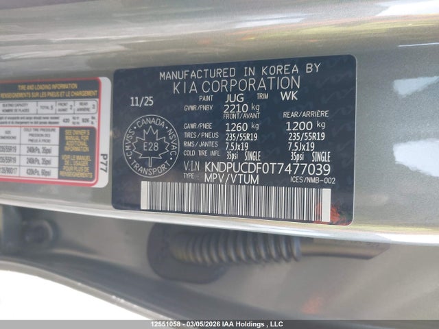 Продажа на аукционе авто 2026 Kia Sportage Lx/x-line, vin: KNDPUCDF0T7477039, номер лота: 12551058