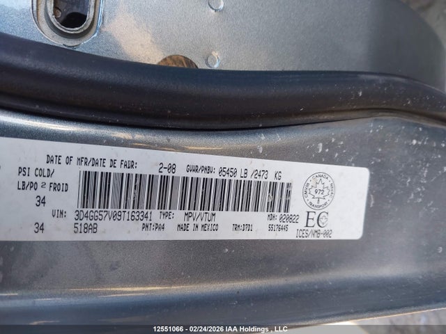 12551066 :رقم المزاد ، 3D4GG57V09T163341 vin ، 2009 Dodge Journey Sxt مزاد بيع