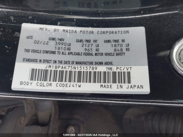 JM1BPAK75N1515789 Mazda Mazda3 Gx