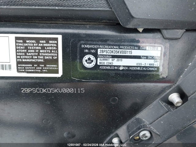 Skidoo Summit Sp 850 Rer 2019 2BPSCDKD5KV000115 Image 13
