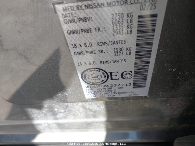 2025 Nissan Pathfinder Rock Creek/sv მანქანა იყიდება აუქციონზე, vin: 5N1DR3BE0SC232712, აუქციონის ნომერი: 12551106