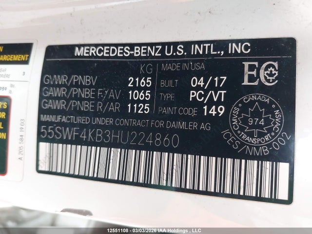 55SWF4KB3HU224860 Mercedes-Benz C 300 4matic