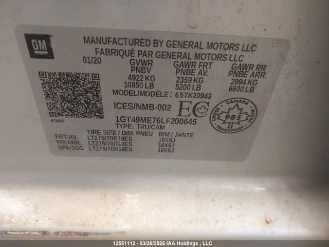 1GT49ME76LF200645 GMC Sierra 2500hd Sle