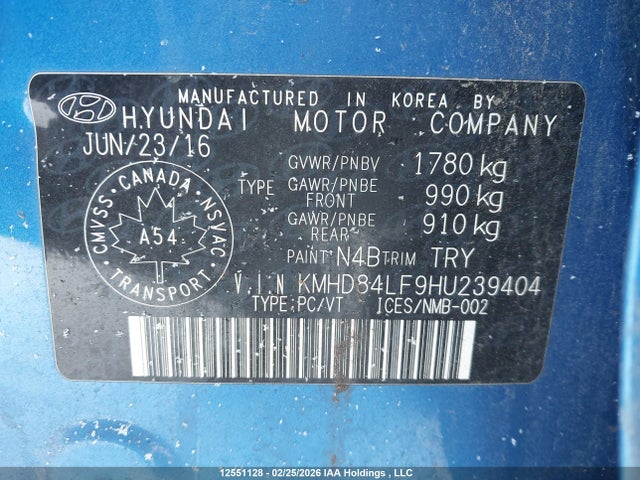 KMHD84LF9HU239404 Hyundai Elantra