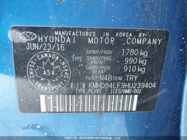 KMHD84LF9HU239404 Hyundai Elantra