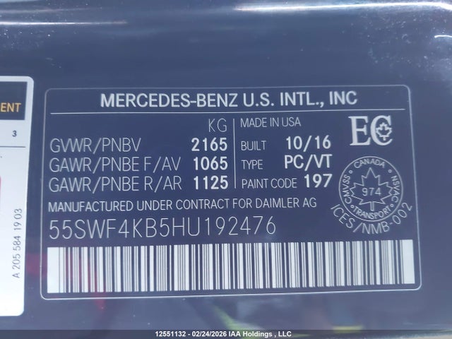55SWF4KB5HU192476 Mercedes-Benz C 300 4matic