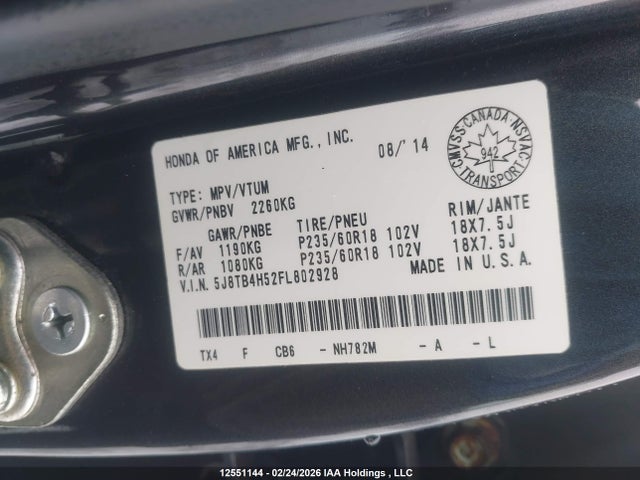 Продажа на аукционе авто 2015 Acura Rdx Tech Package, vin: 5J8TB4H52FL802928, номер лота: 12551144