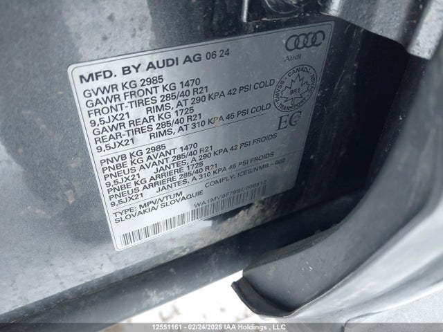 Aukcja sprzedaży 2025 Audi Q7, vin: WA1MVBF79SD008512, numer aukcji: 12551161