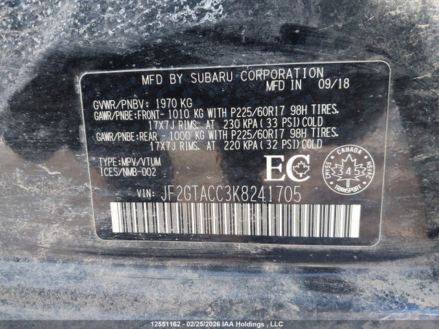 JF2GTACC3K8241705 Subaru Crosstrek Premium