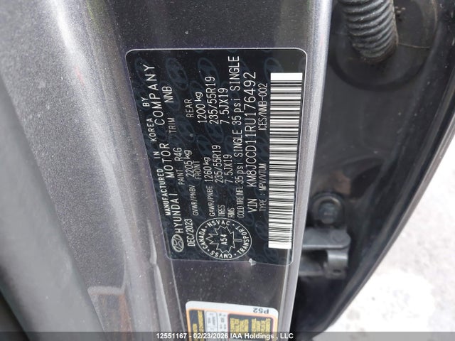 12551167 :رقم المزاد ، KM8JCCD11RU176492 vin ، 2024 Hyundai Tucson Luxury Awd مزاد بيع