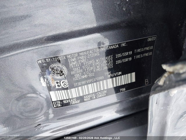 2T3D1RFV0PC370989 Toyota Rav4 Limited