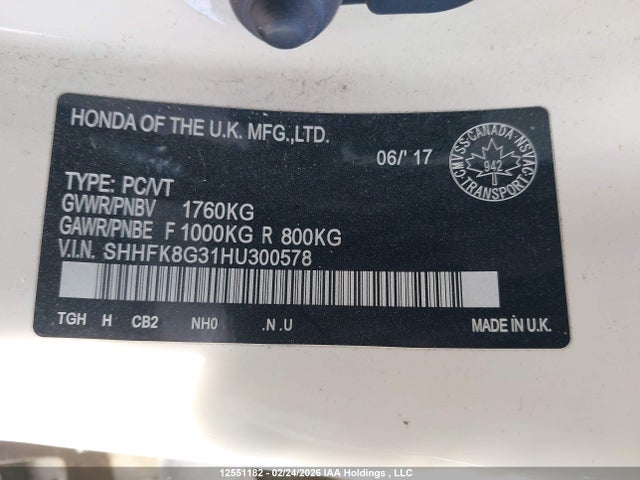SHHFK8G31HU300578 Honda Civic Type-r