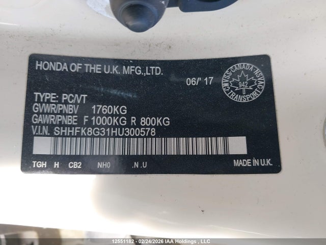 SHHFK8G31HU300578 Honda Civic Type-r