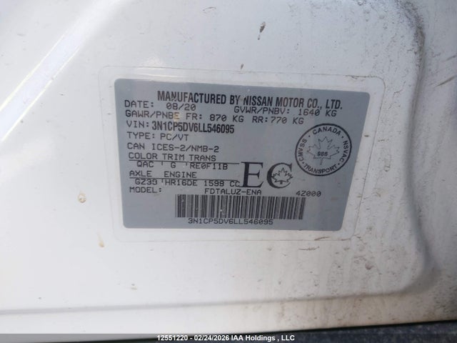 3N1CP5DV6LL546095 Nissan Kicks