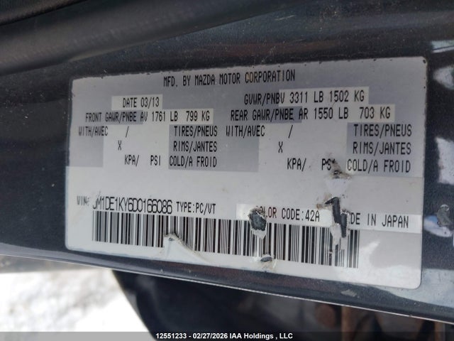 2013 Mazda Mazda2 მანქანა იყიდება აუქციონზე, vin: JM1DE1KY6D0166086, აუქციონის ნომერი: 12551233