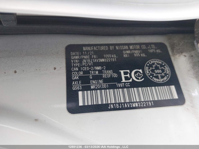 JN1BJ1AV3MW322191 Nissan Qashqai S