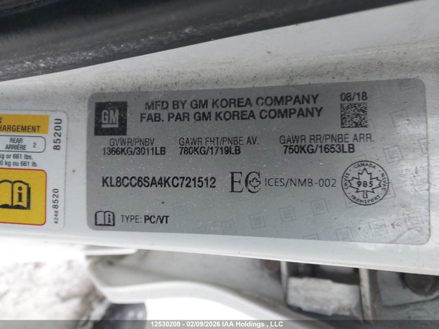 KL8CC6SA4KC721512 Chevrolet Spark 1lt Manual