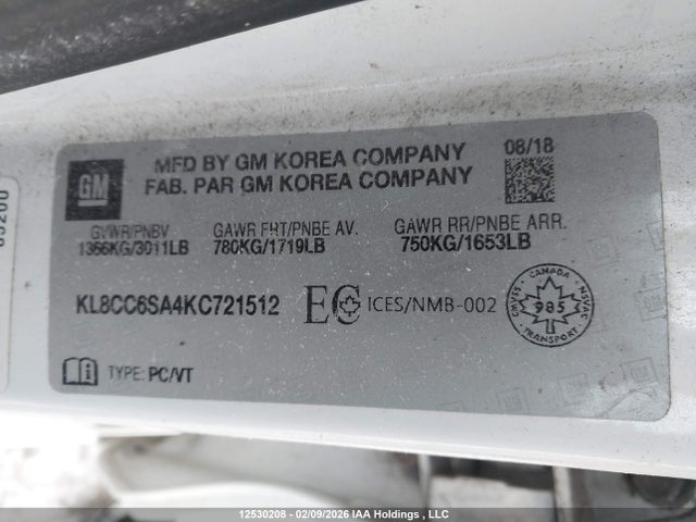 KL8CC6SA4KC721512 Chevrolet Spark 1lt Manual
