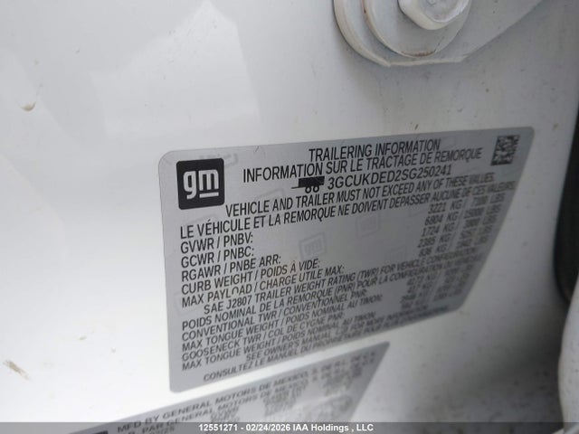 3GCUKDED2SG250241 Chevrolet Silverado K1500 Lt