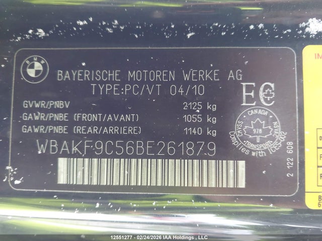 Aukcja sprzedaży 2011 Bmw 335i Xdrive, vin: WBAKF9C56BE261879, numer aukcji: 12551277