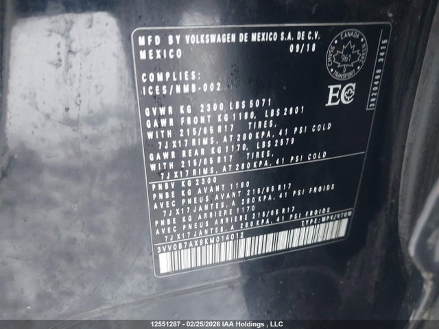 Volkswagen TIGUAN S 2019 3VV0B7AX9KM014012 Image 9