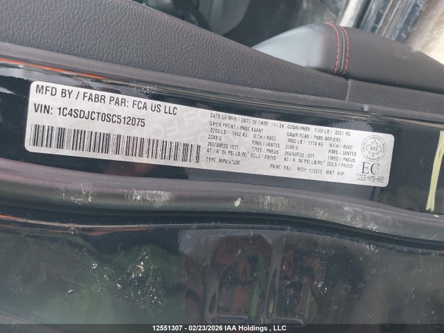 Aukcja sprzedaży 2025 Dodge Durango R/t, vin: 1C4SDJCT0SC512075, numer aukcji: 12551307