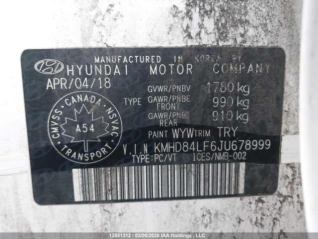 KMHD84LF6JU678999 Hyundai Elantra Limited