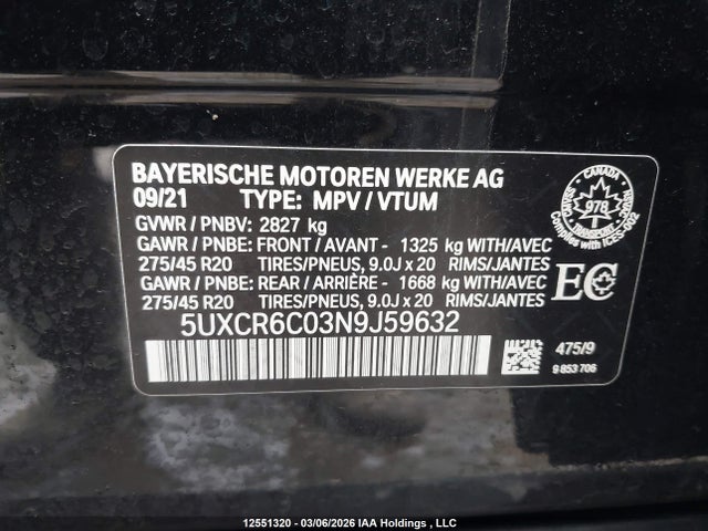 5UXCR6C03N9J59632 BMW X5 Xdrive40i
