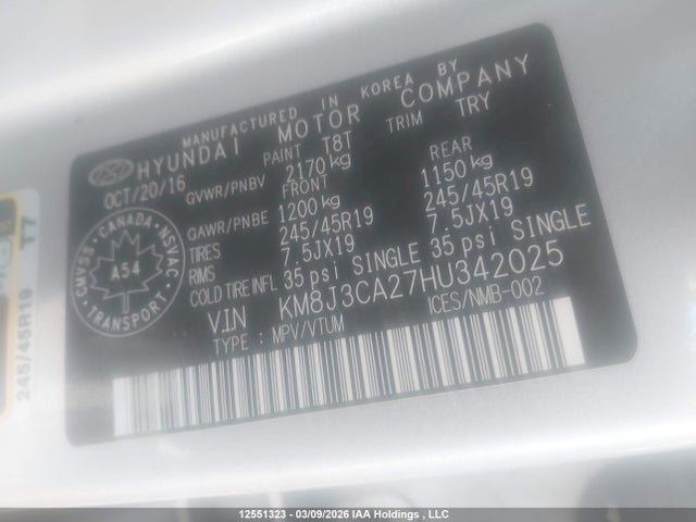 KM8J3CA27HU342025 Hyundai TUCSON SE