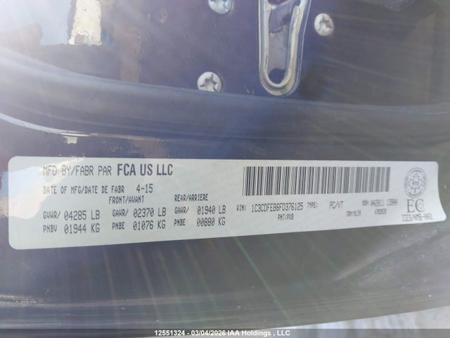 Aukcja sprzedaży 2015 Dodge Dart Gt, vin: 1C3CDFEB6FD376125, numer aukcji: 12551324