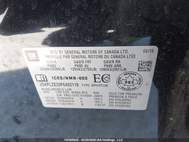 2GKFLZE39F6400118 GMC Terrain Denali