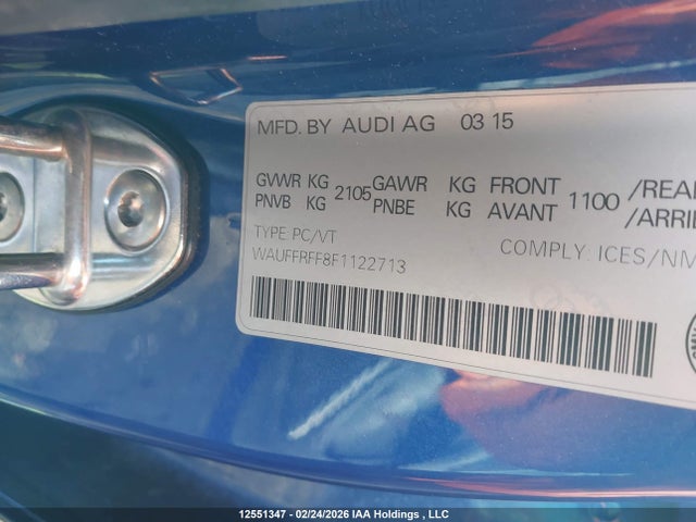 Продаж на аукціоні авто 2015 Audi A3 2.0t Technik, vin: WAUFFRFF8F1122713, номер лоту: 12551347