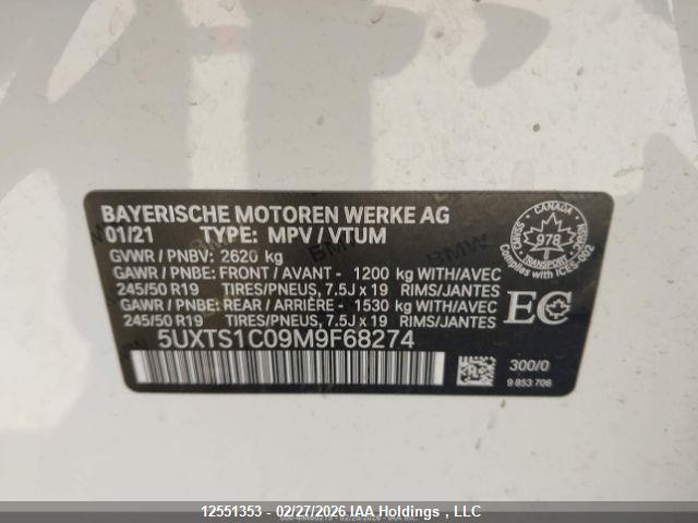 12551353 :رقم المزاد ، 5UXTS1C09M9F68274 vin ، 2021 Bmw X3 Xdrive30e مزاد بيع