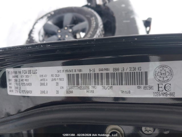 12551358 :رقم المزاد ، 1C6RR7TT7HS536656 vin ، 2017 Ram 1500 Slt مزاد بيع