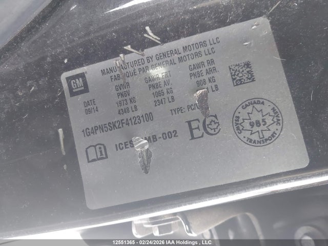 1G4PN5SK2F4123100 Buick Verano