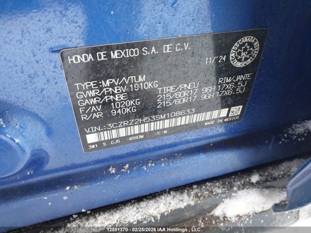 3CZRZ2H53SM108633 Honda Hr-v Sport-b