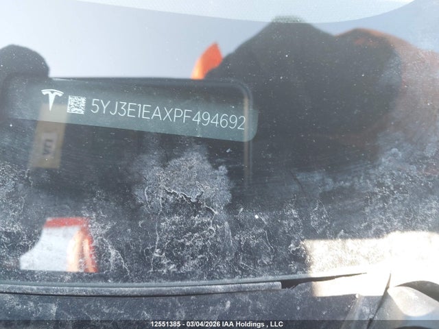 12551385 :رقم المزاد ، 5YJ3E1EAXPF494692 vin ، 2023 Tesla Model 3 Rwd مزاد بيع