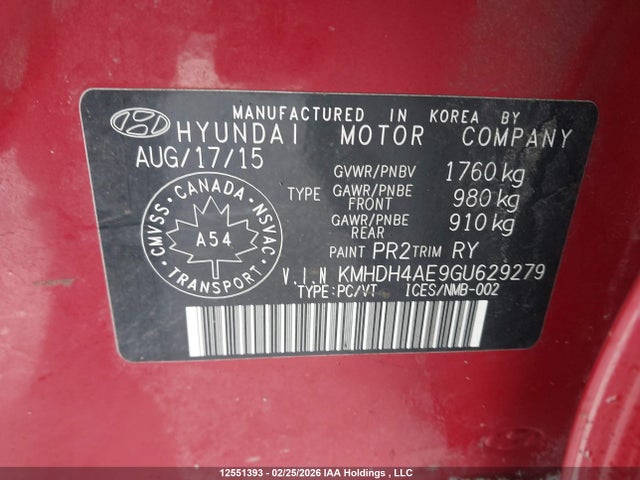 KMHDH4AE9GU629279 Hyundai Elantra Sport Appearance