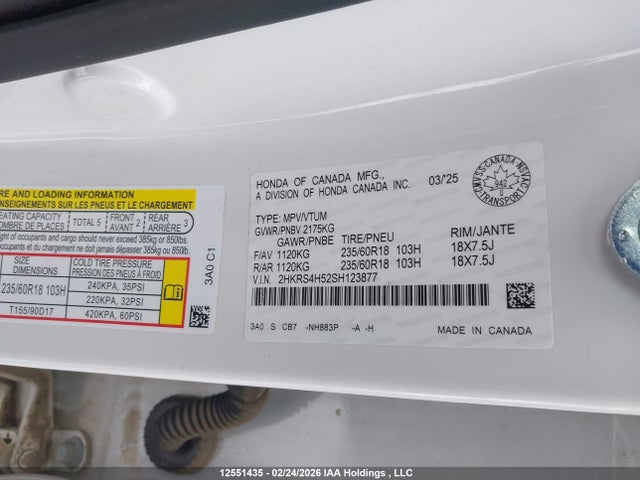 2HKRS4H52SH123877 Honda Cr-v Sport