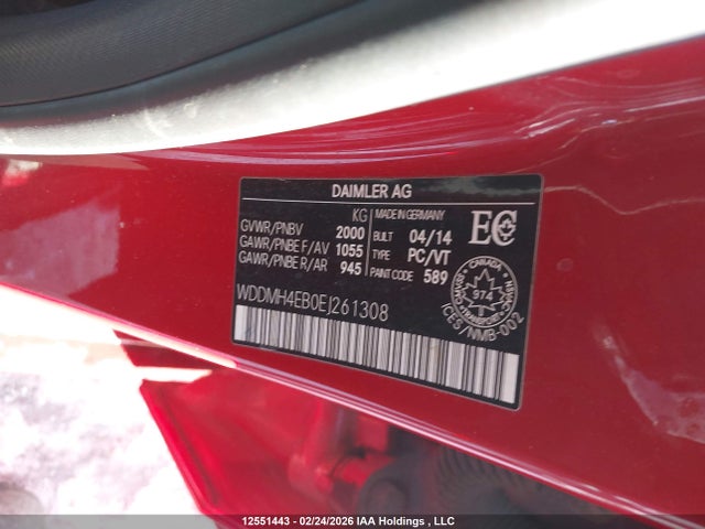 WDDMH4EB0EJ261308 Mercedes-Benz B 250 Sports Tourer