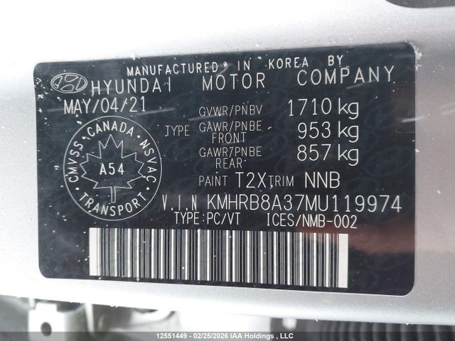 KMHRB8A37MU119974 Hyundai Venue