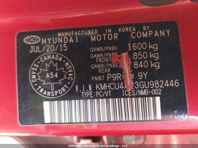 KMHCU4AE3GU982446 Hyundai Accent