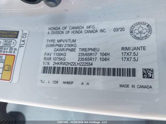 2HKRW2H22LH222554 Honda CR-V