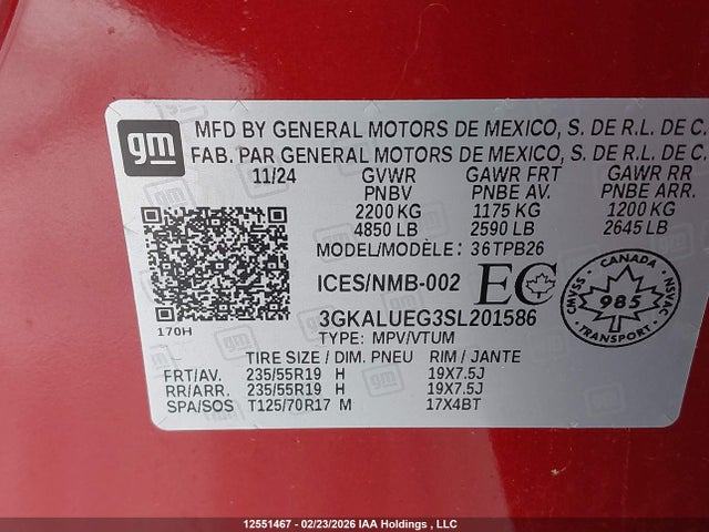 3GKALUEG3SL201586 GMC Terrain Elevation
