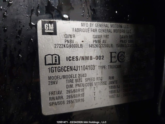 1GTG6CEN4J1104103 GMC CANYON SLE