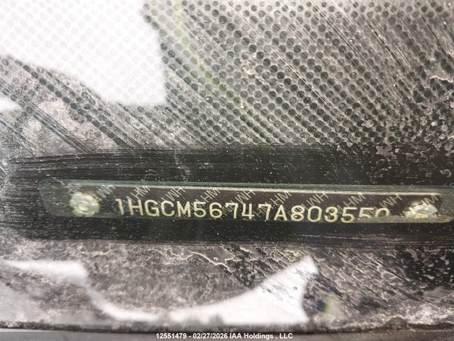 2007 Honda Accord მანქანა იყიდება აუქციონზე, vin: 1HGCM56747A803550, აუქციონის ნომერი: 12551479