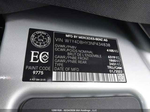 W1Y4DBHY3NP434838 Mercedes-Benz Sprinter 2500