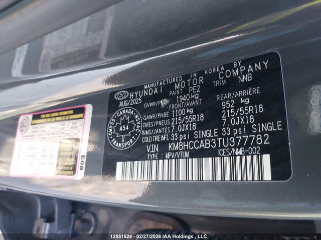 2026 Hyundai Kona Preferred Awd With Trend Package მანქანა იყიდება აუქციონზე, vin: KM8HCCAB3TU377782, აუქციონის ნომერი: 12551524