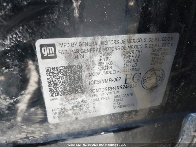 2024 Chevrolet Equinox Ev Rs მანქანა იყიდება აუქციონზე, vin: 3GN7DSRR4RS246014, აუქციონის ნომერი: 12551532