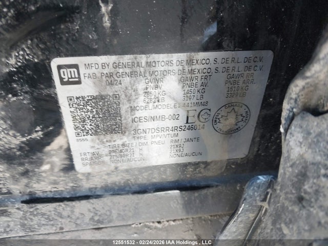 2024 Chevrolet Equinox Ev Rs მანქანა იყიდება აუქციონზე, vin: 3GN7DSRR4RS246014, აუქციონის ნომერი: 12551532